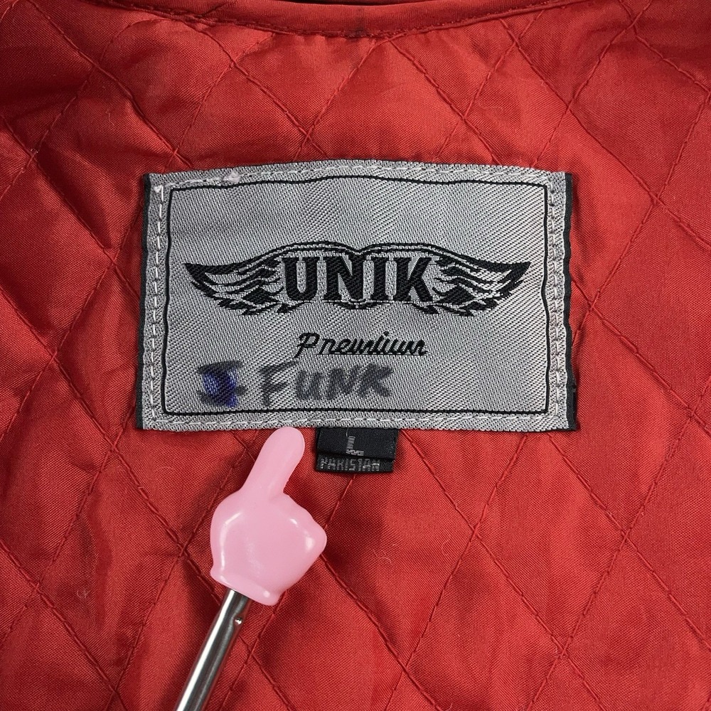 Unik Ultra Red Womens Leather Motorcycle Jacket Removable Liner Large Braid Trim - Picture 4 of 16